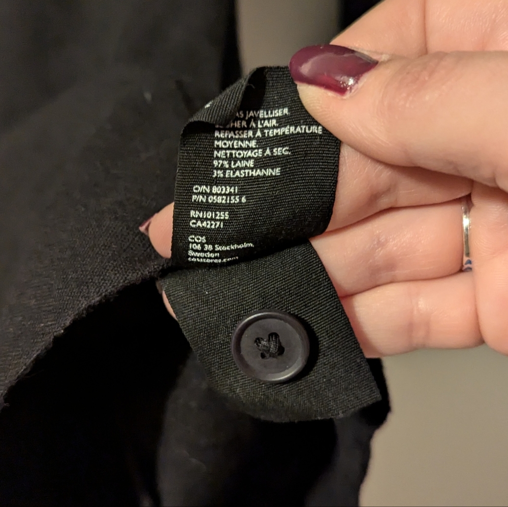 Cos Wool Long Sleeve Open Buttoned Collar Lined B… - image 8